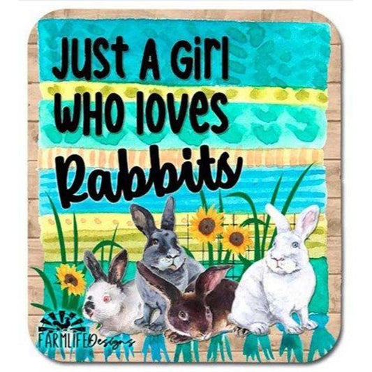 Rabbit Magnet, Just a Girl Who Loves Rabbits, 4" wide aluminum