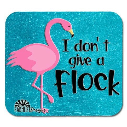Flamingo Magnet - I Don't Give A Flock aluminum - 4.5"x4" pink flamingos blue