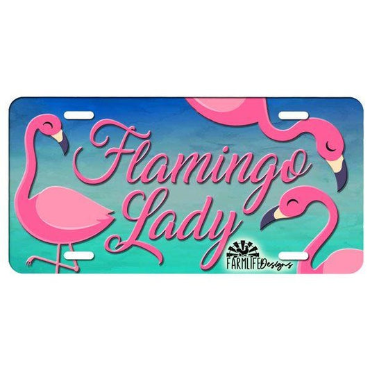 Flamingo Lady License Plate - 12x6 aluminum