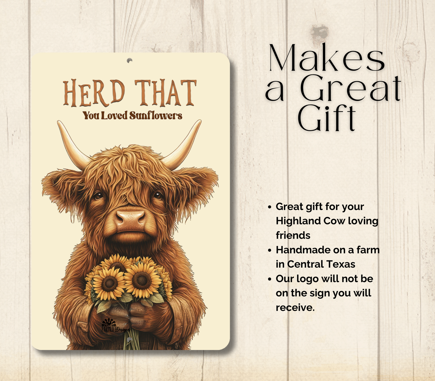Highland Cow Herd That You Loved Sunflowers Funny Fluffy Cow metal tin 2 sizes