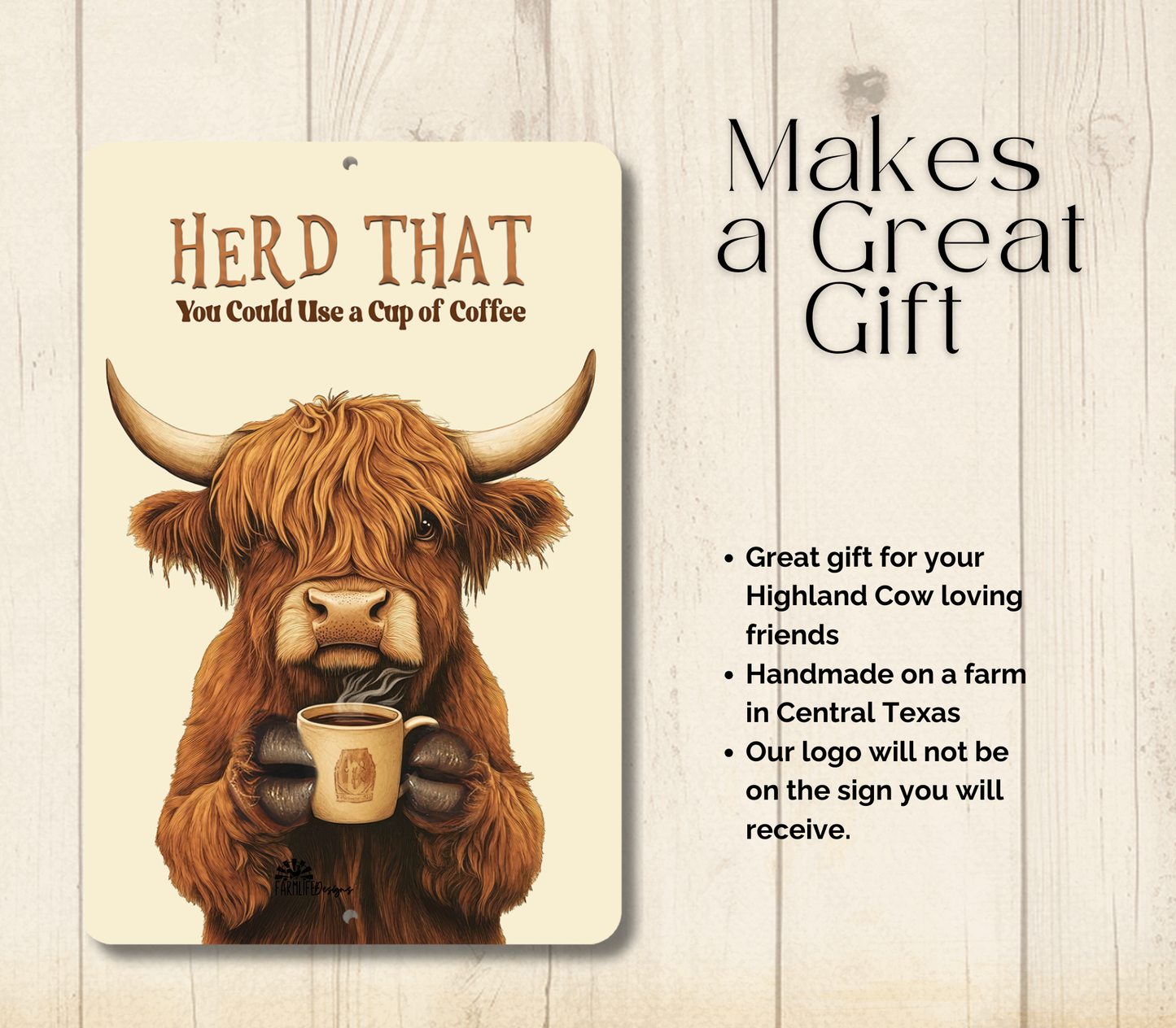 Highland Cow Herd That You Could Use a Cup of Coffee Funny Fluffy Cow metal tin 2 sizes