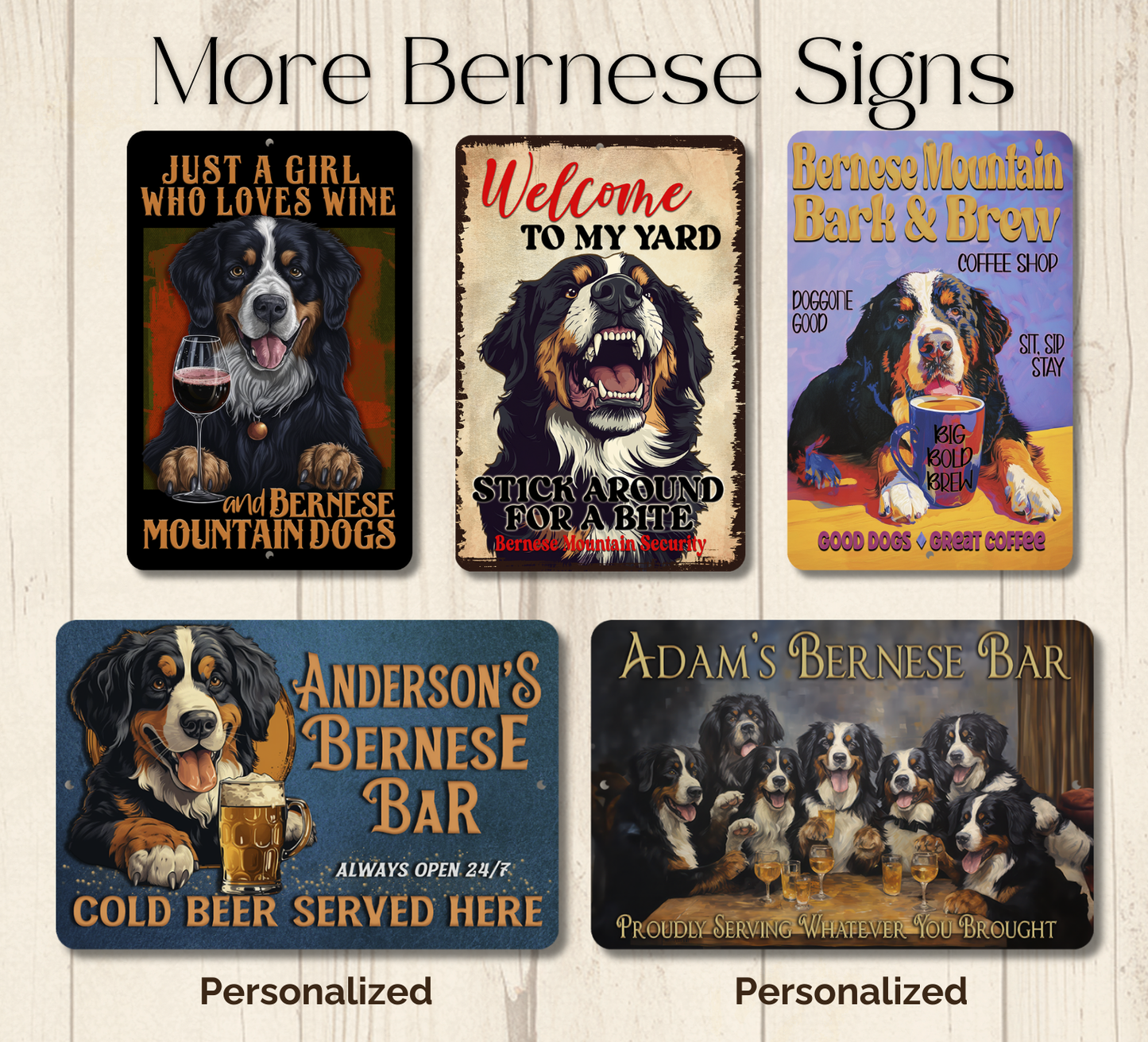 Bernese Mountain Dog Sign Nope Not Today Funny Lazy Dog metal tin indoor outdoor BMD