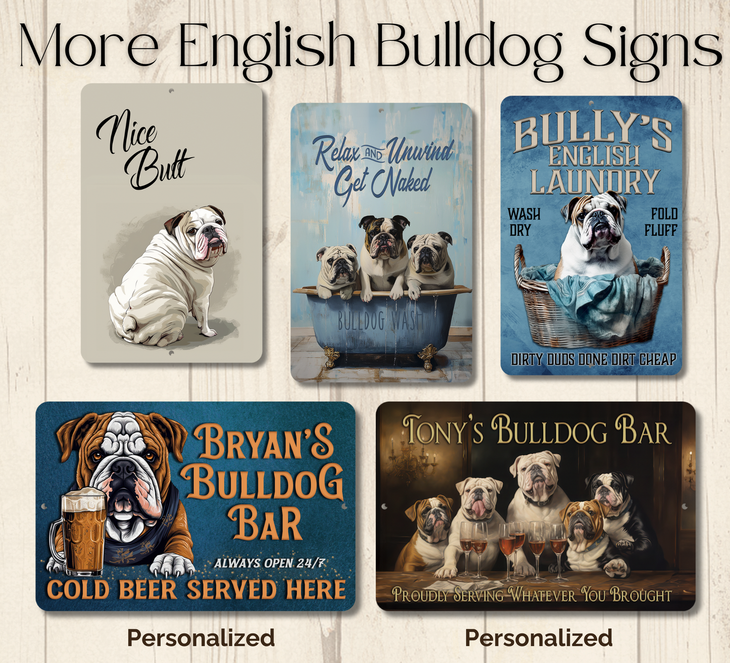 English Bulldog Sign Nope Not Today Funny Lazy Bull Dog metal tin indoor outdoor