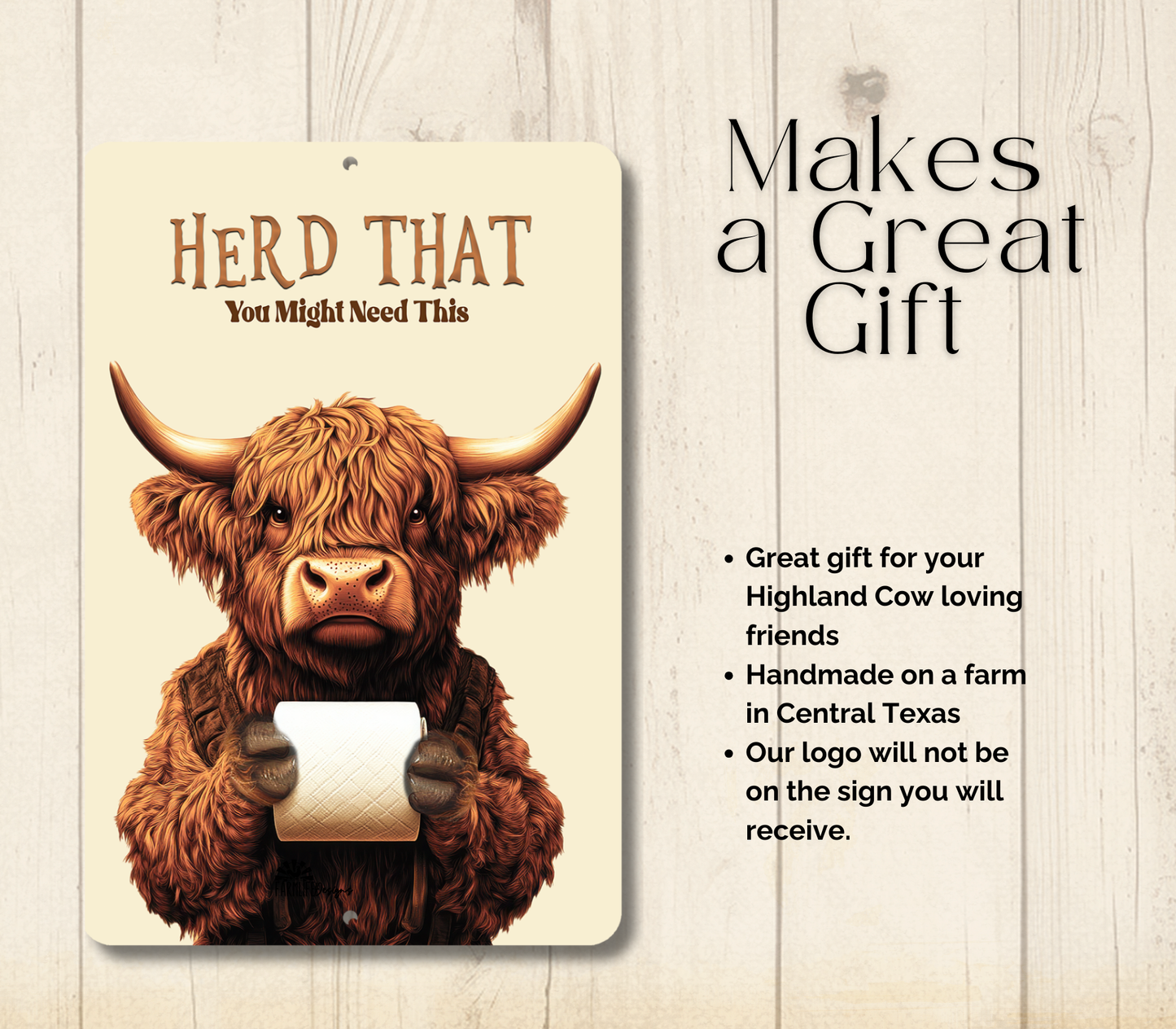 Highland Cow Herd That Toilet Paper Sign Funny Fluffy Cow metal tin 2 sizes