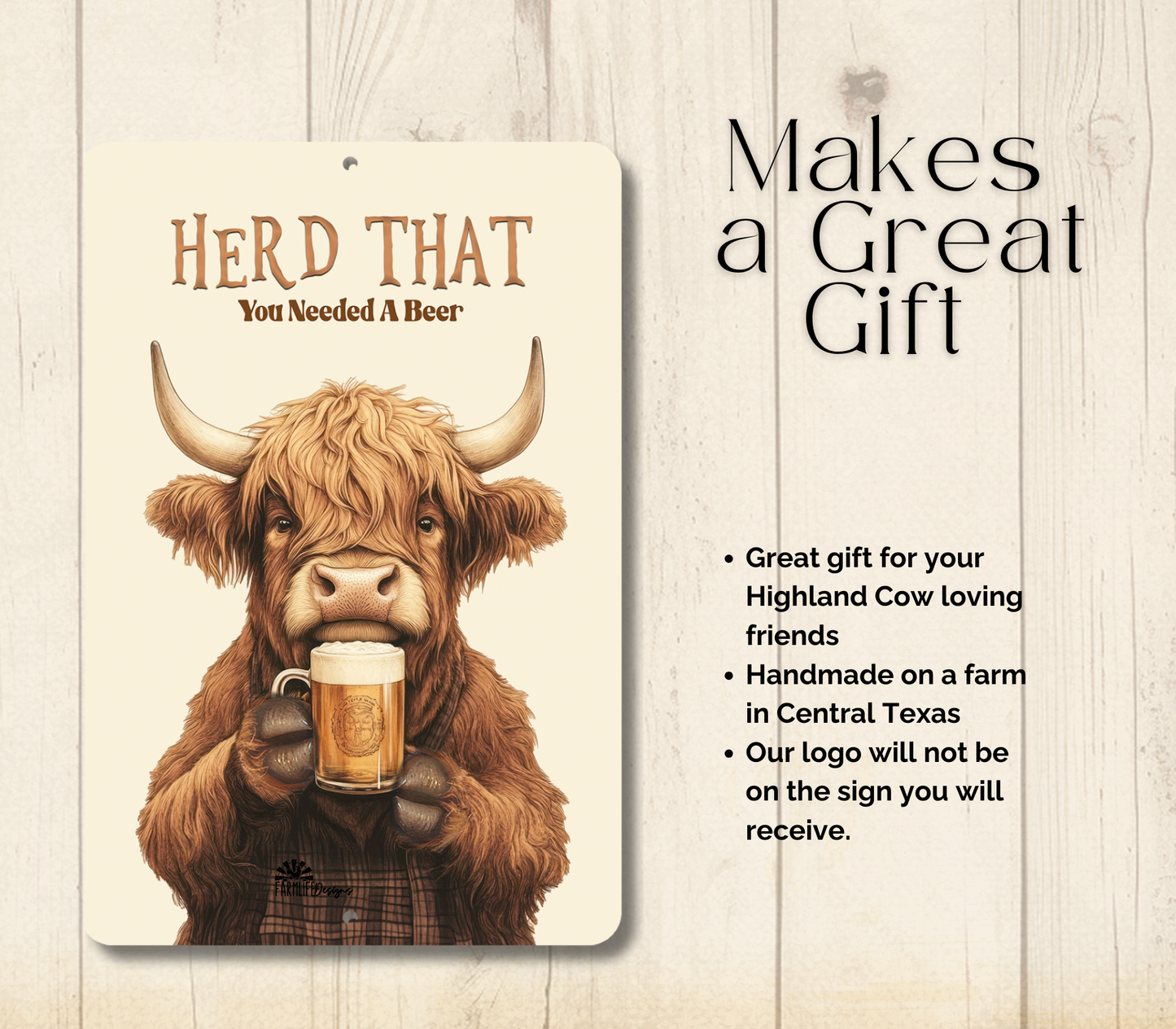 Highland Cow Herd That You Needed a Beer Funny Fluffy Cow metal tin 2 sizes