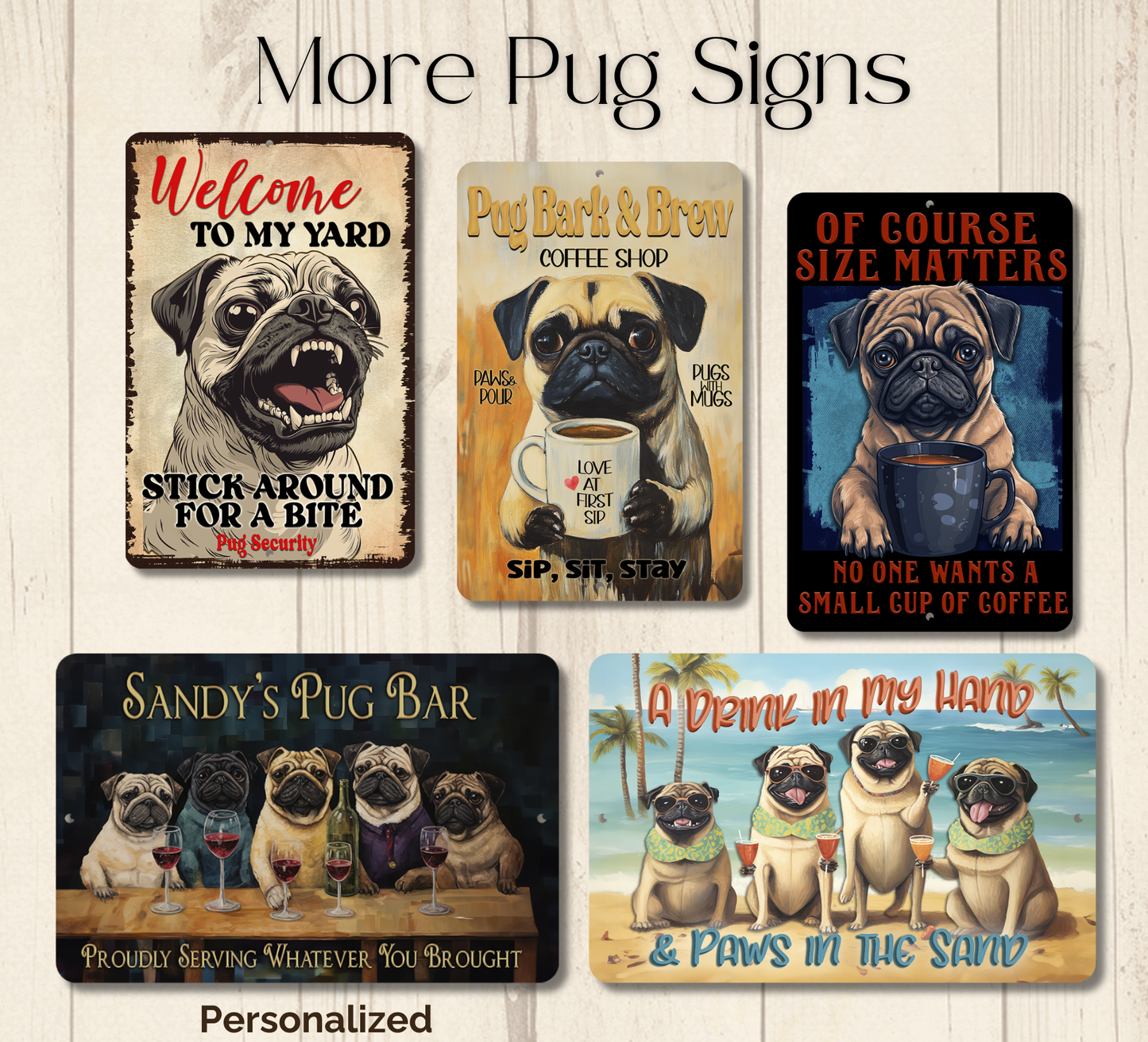 Pug Sign Nope Not Today Funny Lazy Dog metal tin indoor outdoor
