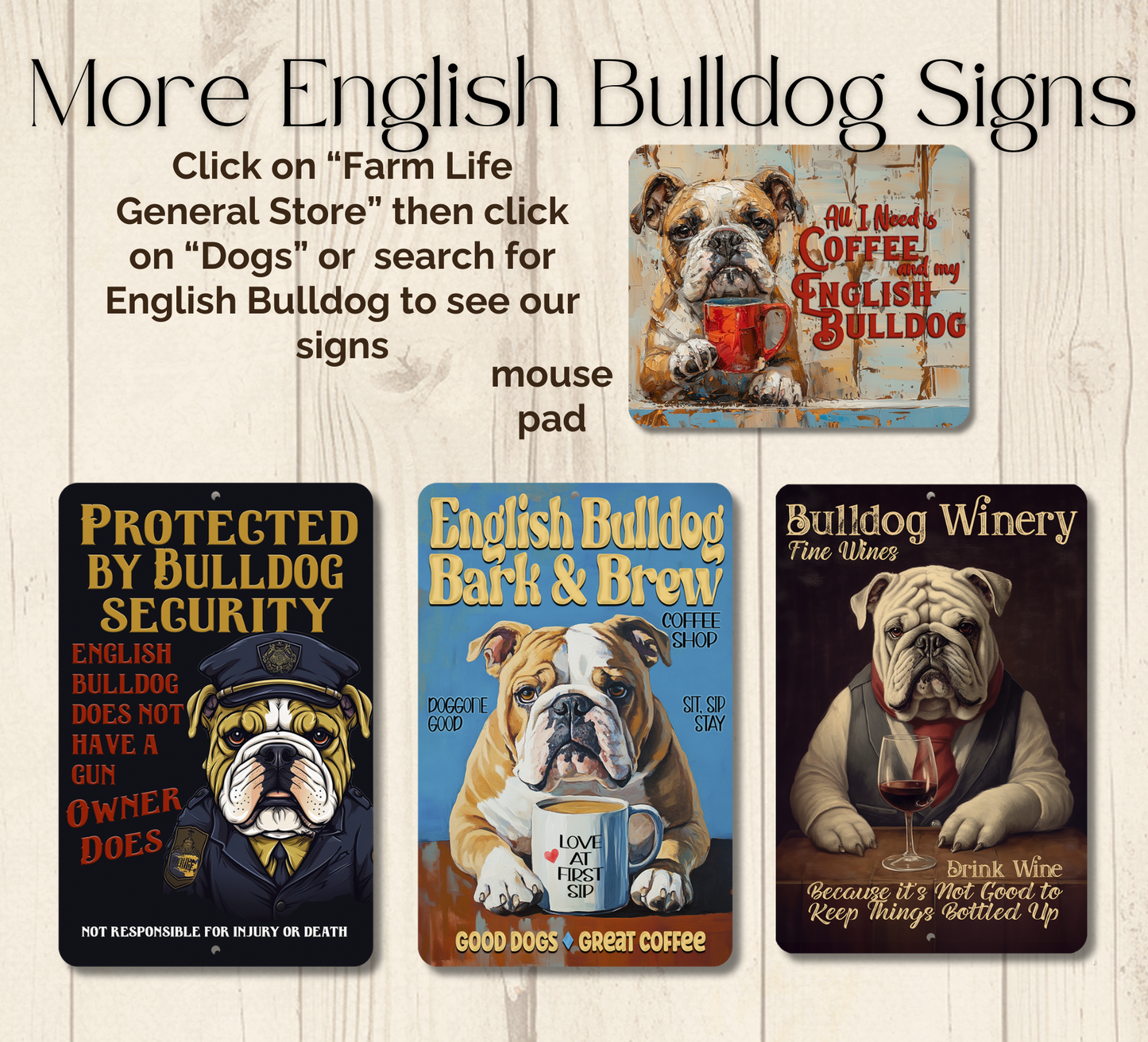 English Bulldog Sign Nope Not Today Funny Lazy Bull Dog metal tin indoor outdoor