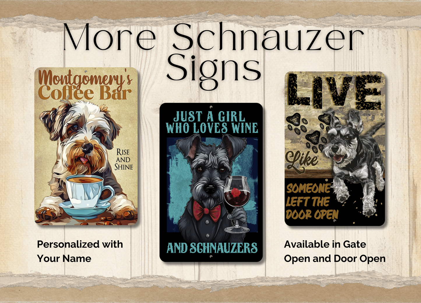 Personalized Schnauzer Coffee Bar Dog Sign - customized with your name