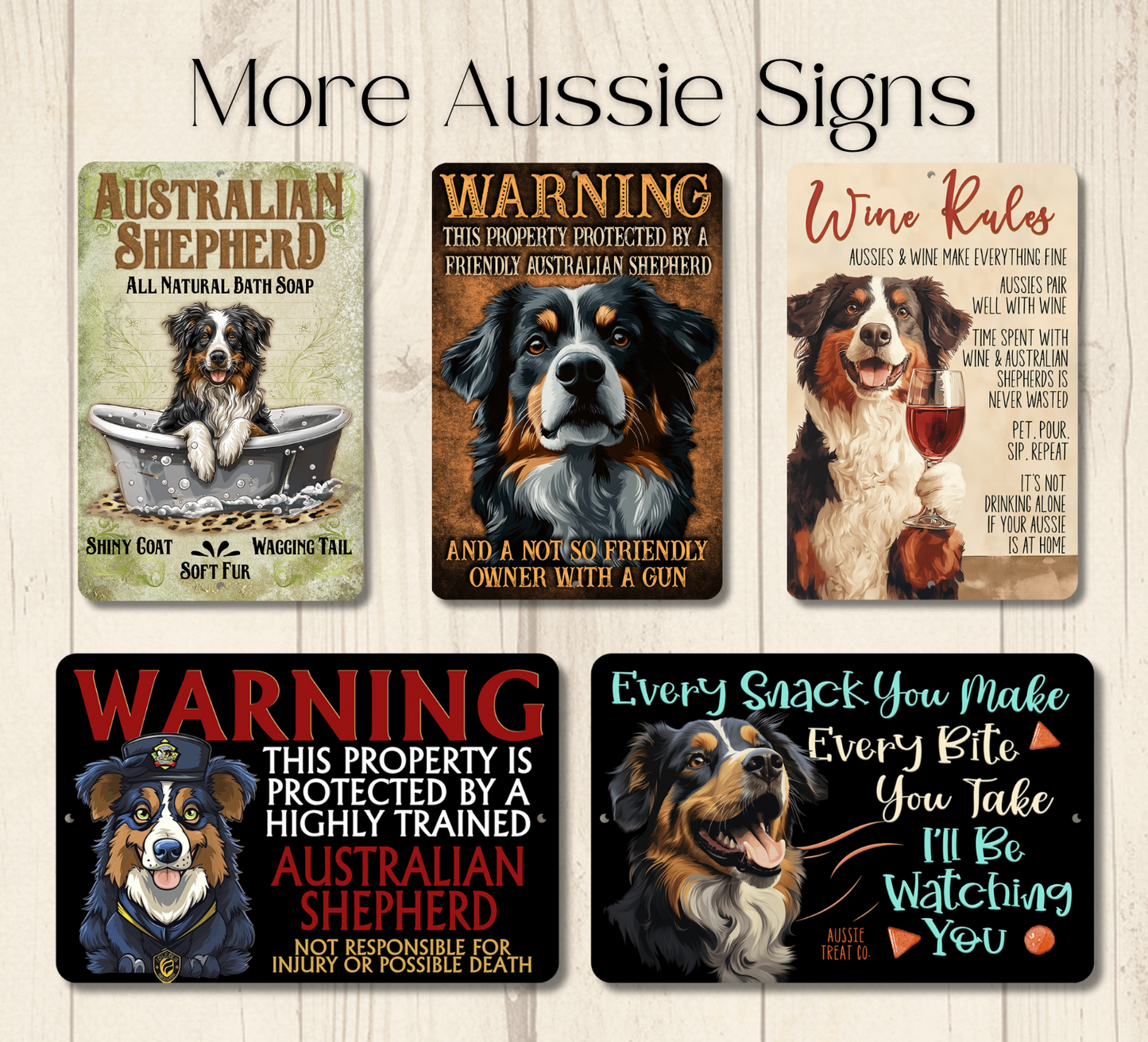 Australian Shepherd Sign Nope Not Today Funny Lazy Dog metal tin indoor outdoor Aussie
