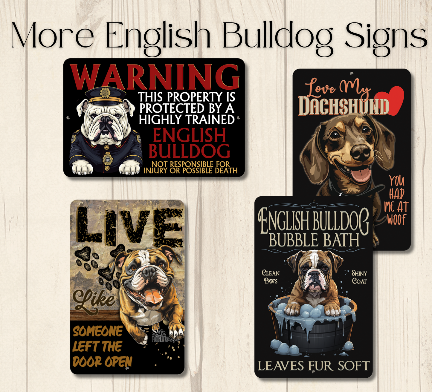 English Bulldog Sign Nope Not Today Funny Lazy Bull Dog metal tin indoor outdoor