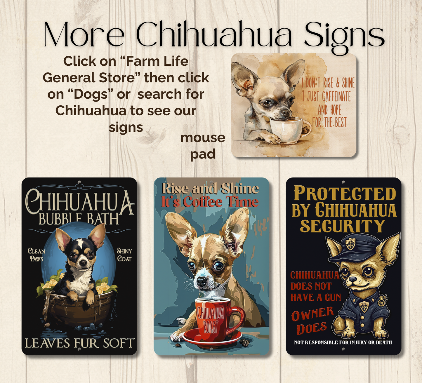 Chihuahua Sign Nope Not Today Funny Lazy Dog metal tin indoor outdoor