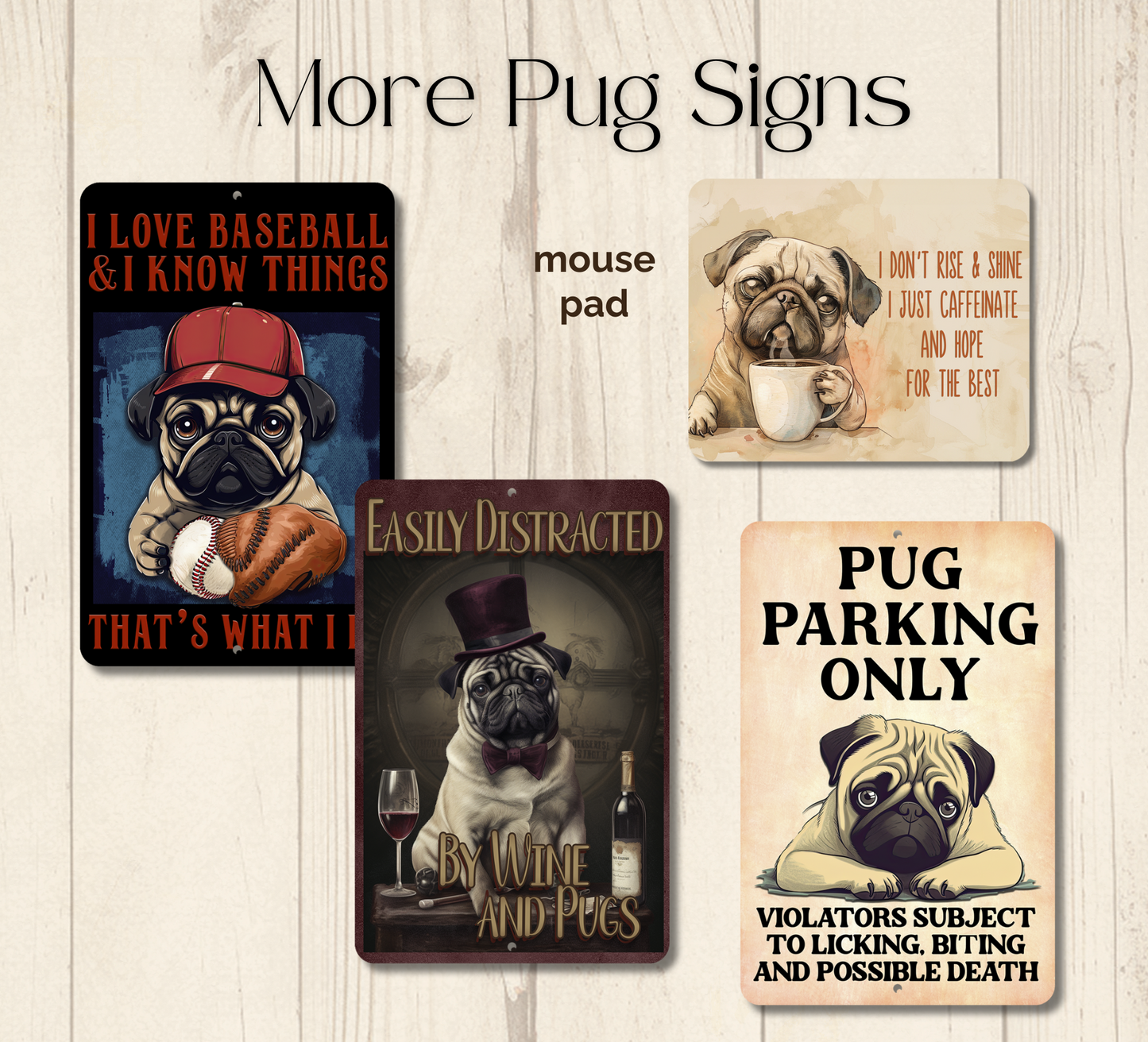 Pug Sign Nope Not Today Funny Lazy Dog metal tin indoor outdoor