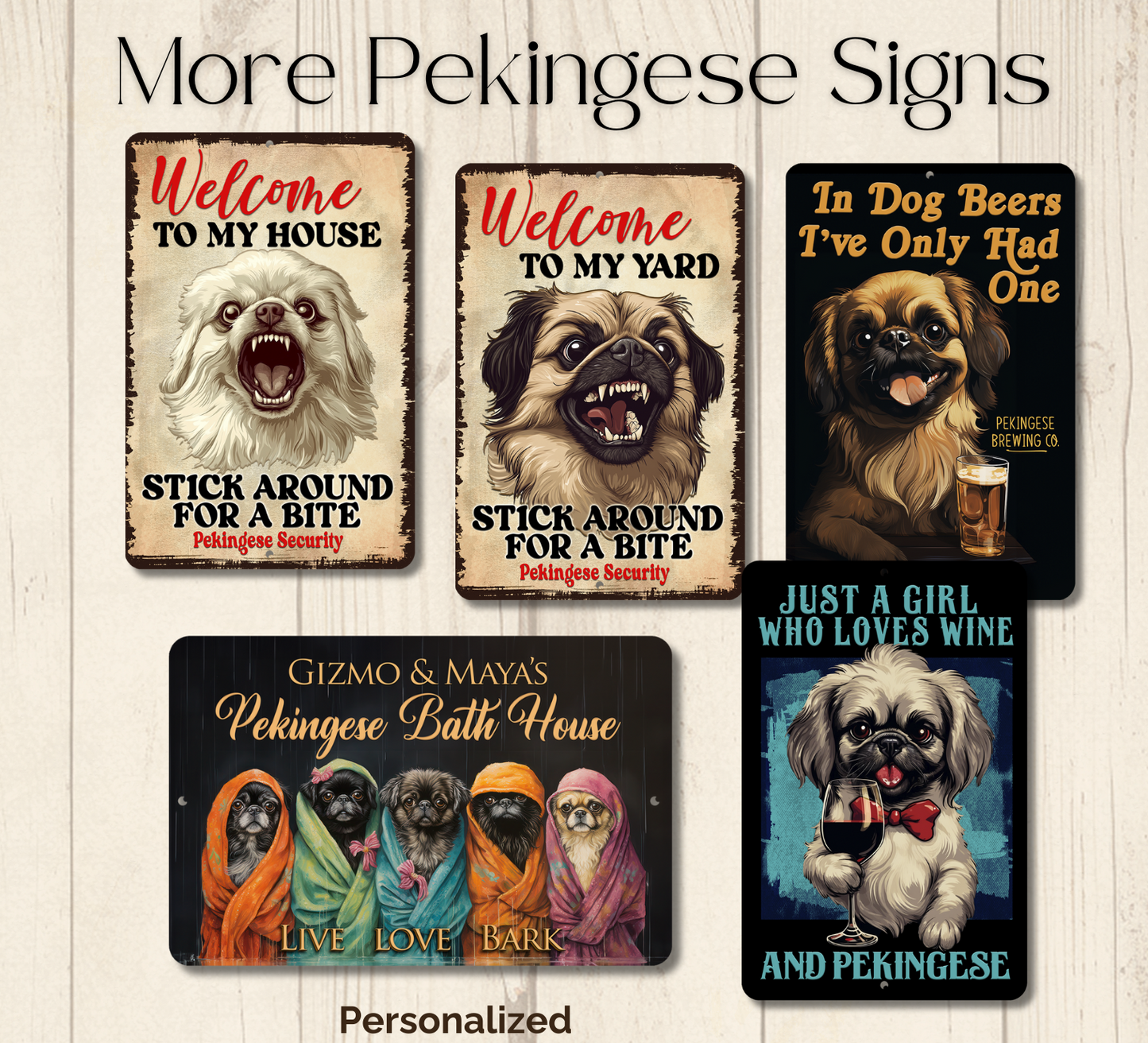 Pekingese Sign Nope Not Today Funny Lazy Dog metal tin indoor outdoor