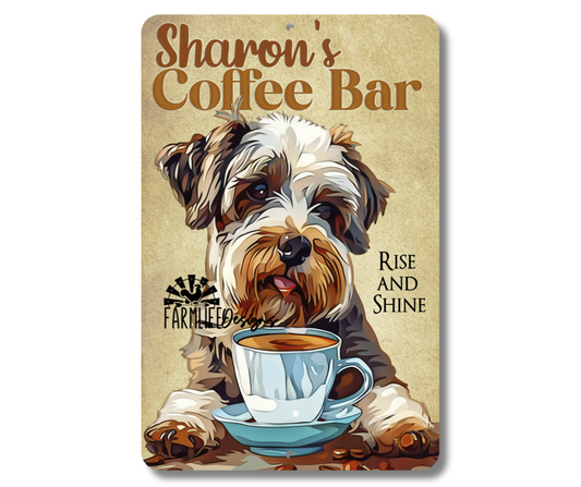 Personalized Schnauzer Coffee Bar Dog Sign - customized with your name