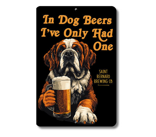 St. Saint Bernard Sign In Dog Beers funny man cave bar metal tin