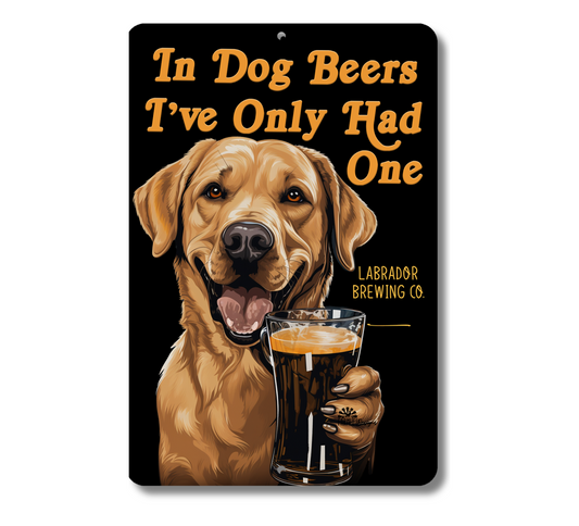 Golden Lab Sign In Dog Beers labrador retriever funny man cave bar metal tin