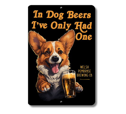 Corgi Sign In Dog Beers funny man cave bar metal tin
