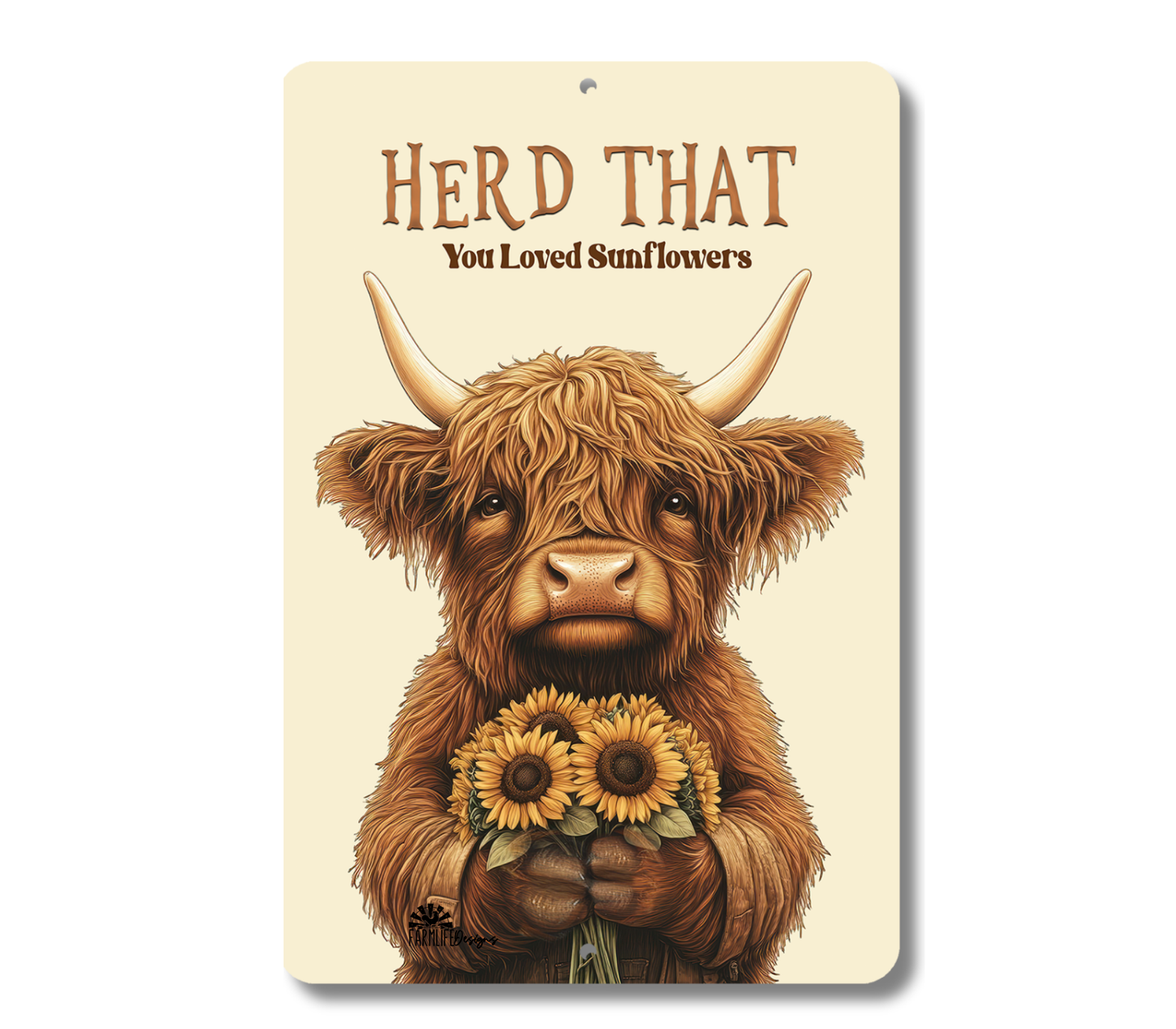 Highland Cow Herd That You Loved Sunflowers Funny Fluffy Cow metal tin 2 sizes