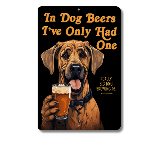 Great Dane Sign In Dog Beers funny man cave bar metal tin