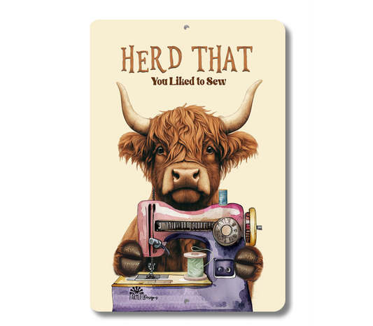 Highland Cow Herd That You Liked To Sew Funny Fluffy Cow metal tin 2 sizes