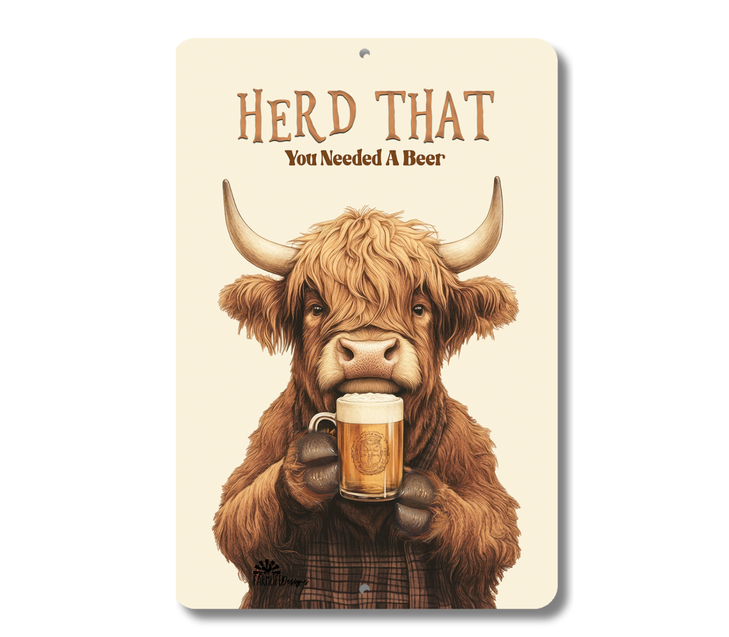 Highland Cow Herd That You Needed a Beer Funny Fluffy Cow metal tin 2 sizes