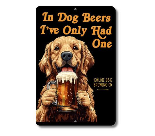 Golden Retriever Sign In Dog Beers funny man cave bar metal tin