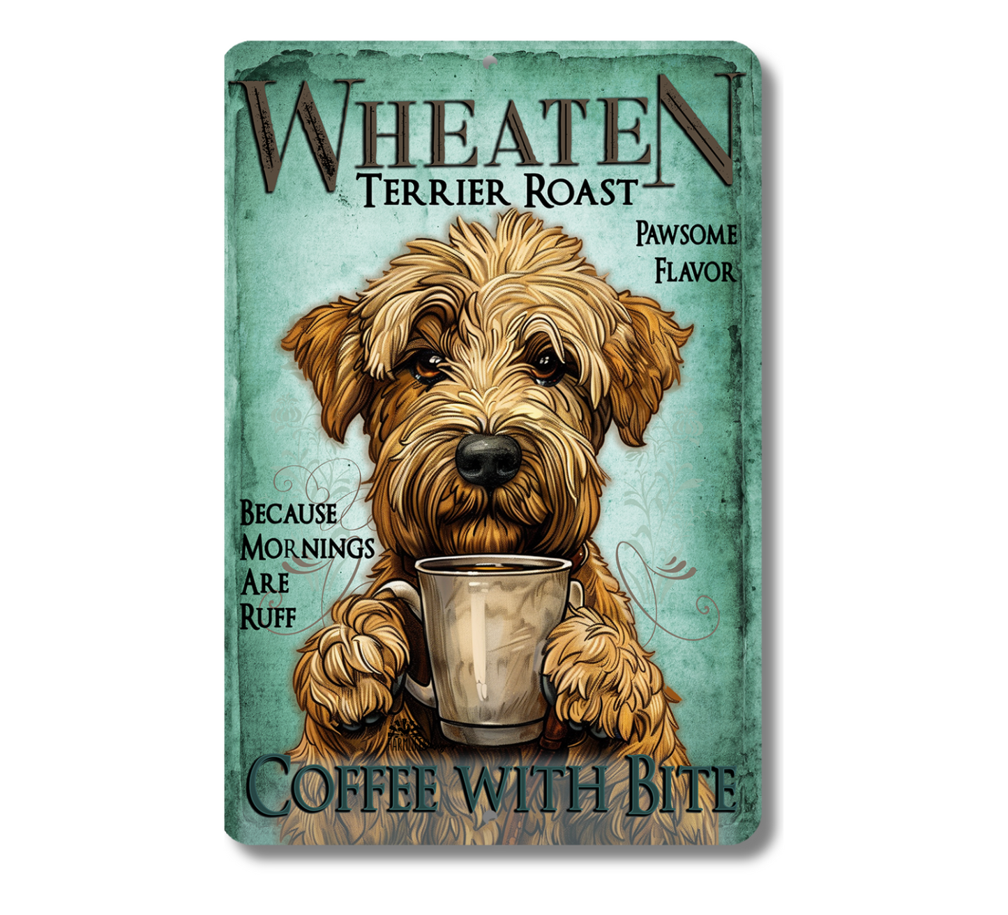 Wheaten Terrier Coffee Bar Sign Dog Metal Tin