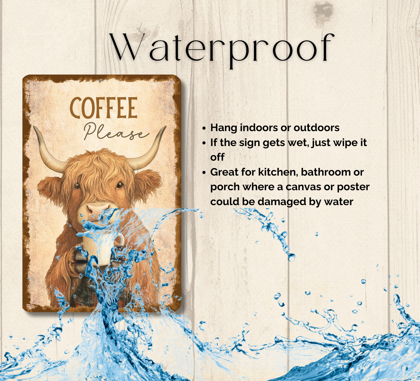 Highland Cow Coffee Bar Sign Coffee Please fluffy cows metal tin 2 sizes