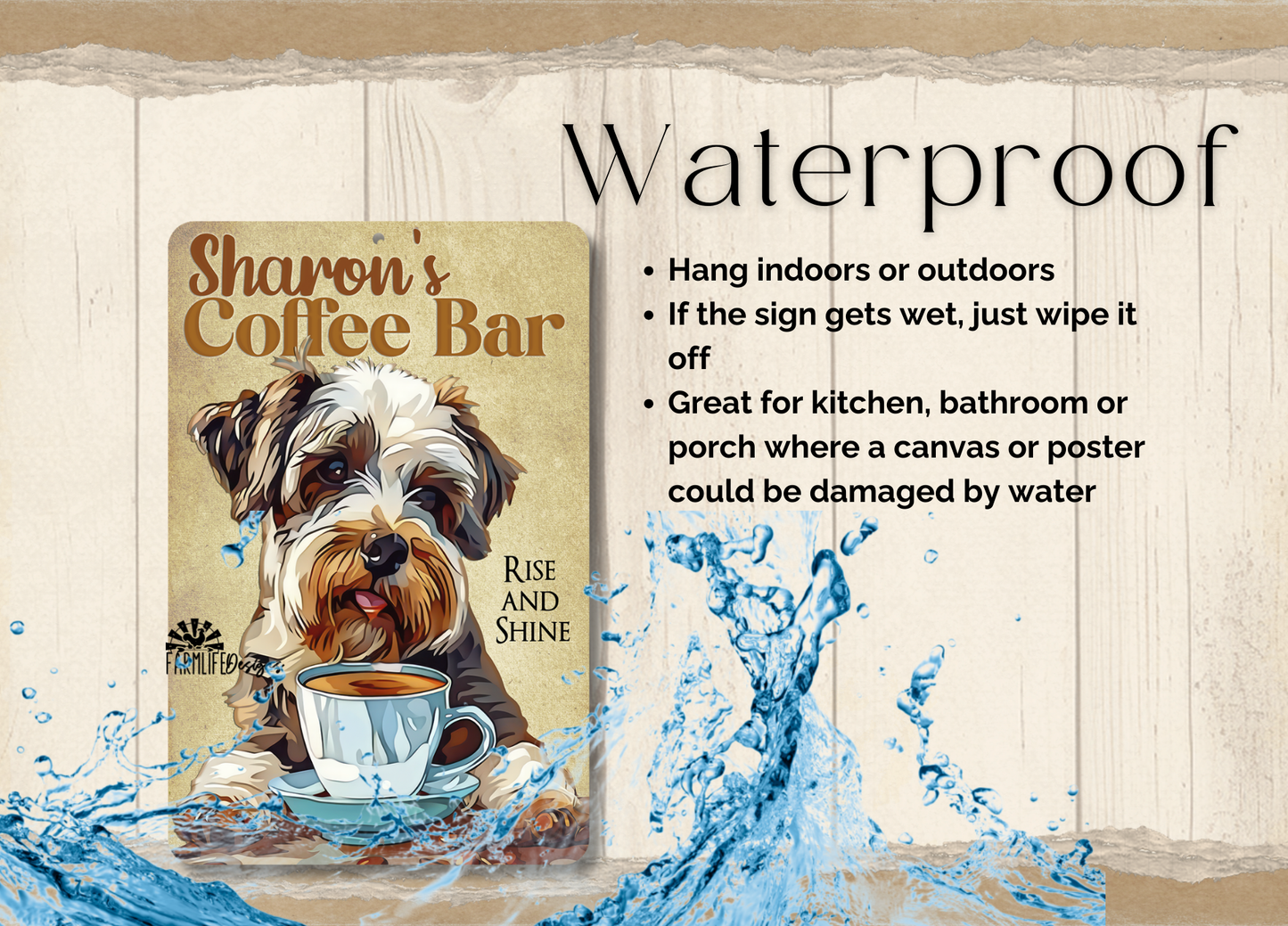 Personalized Schnauzer Coffee Bar Dog Sign - customized with your name