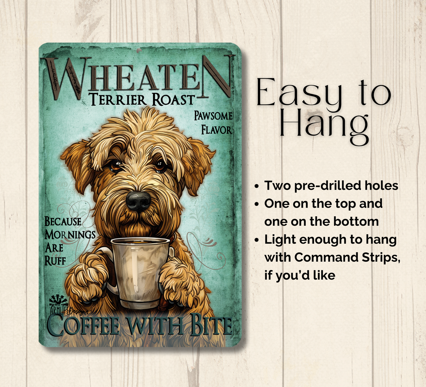 Wheaten Terrier Coffee Bar Sign Dog Metal Tin