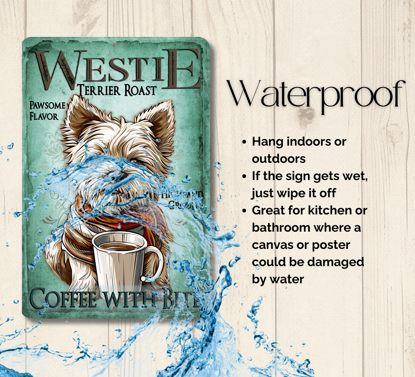 Westie Coffee Bar Sign West Highland Terrier Dog Metal Tin