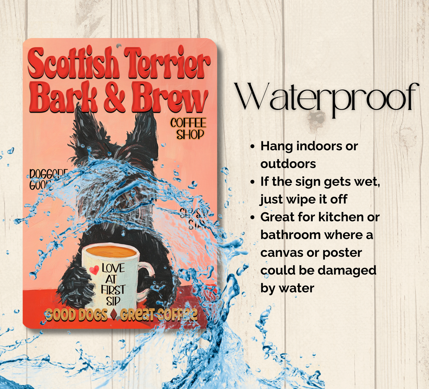 Scottish Terrier Coffee Bar Sign Scottie Dog Bark & Brew Metal Tin