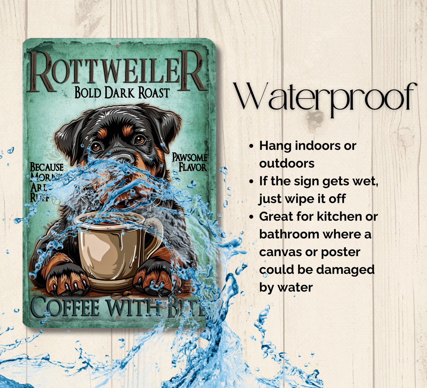 Rottweiler Coffee Bar Sign Dog Metal Tin