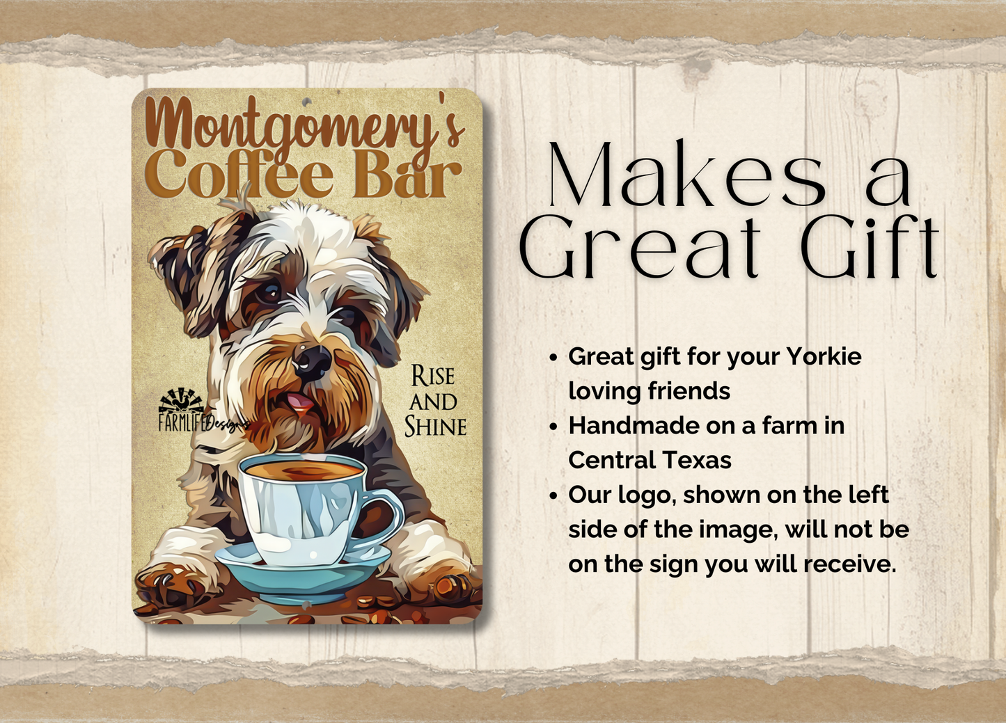 Personalized Schnauzer Coffee Bar Dog Sign - customized with your name