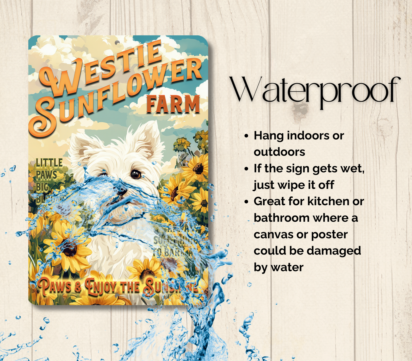 Westie Sunflower Farm Sign West Highland Terrier Dog Metal Tin