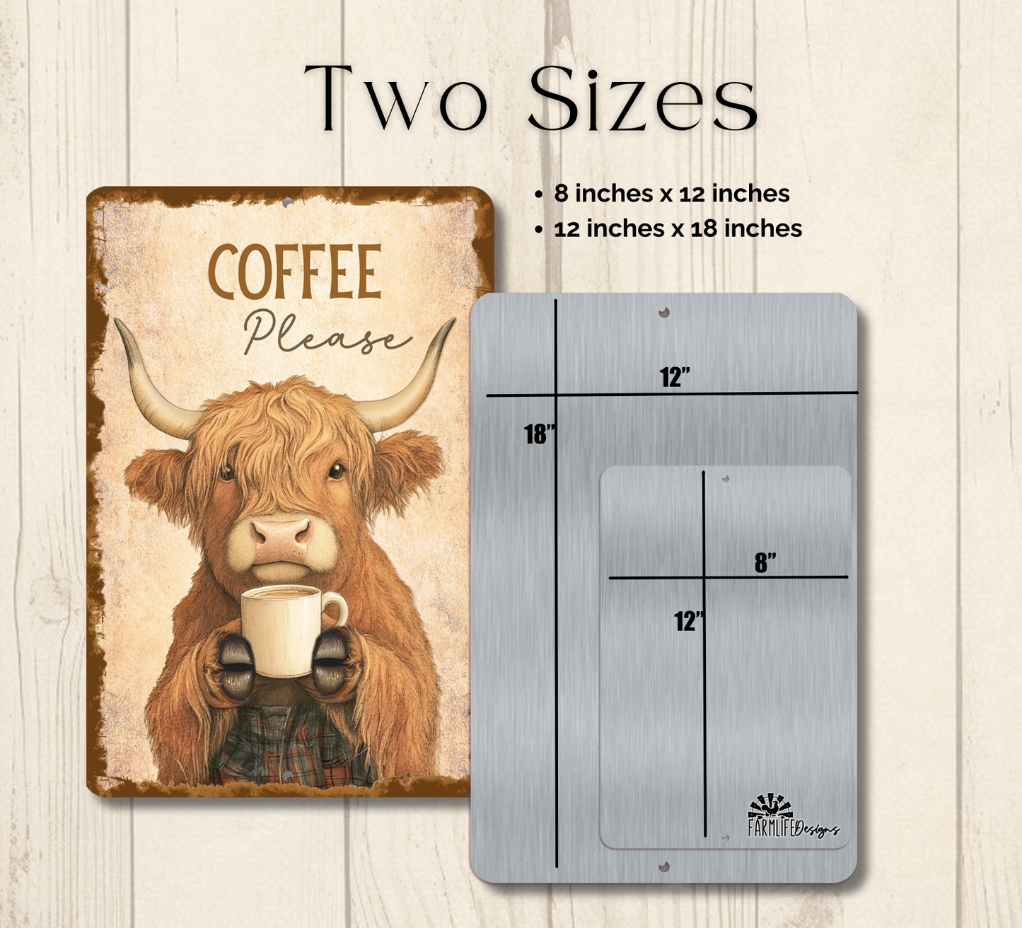 Highland Cow Coffee Bar Sign Coffee Please fluffy cows metal tin 2 sizes