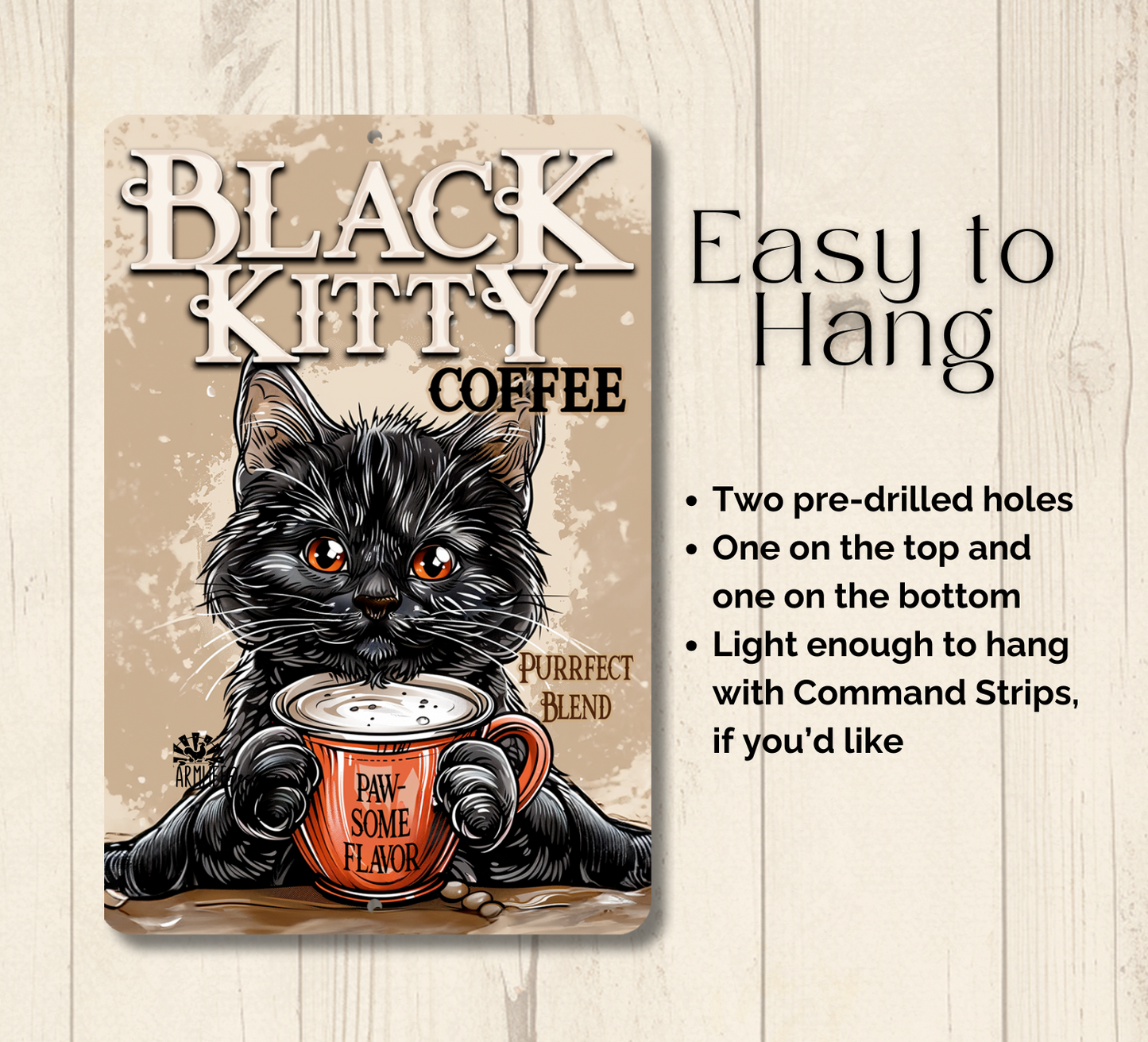 Cat Sign, Black Kitty Coffee metal tin