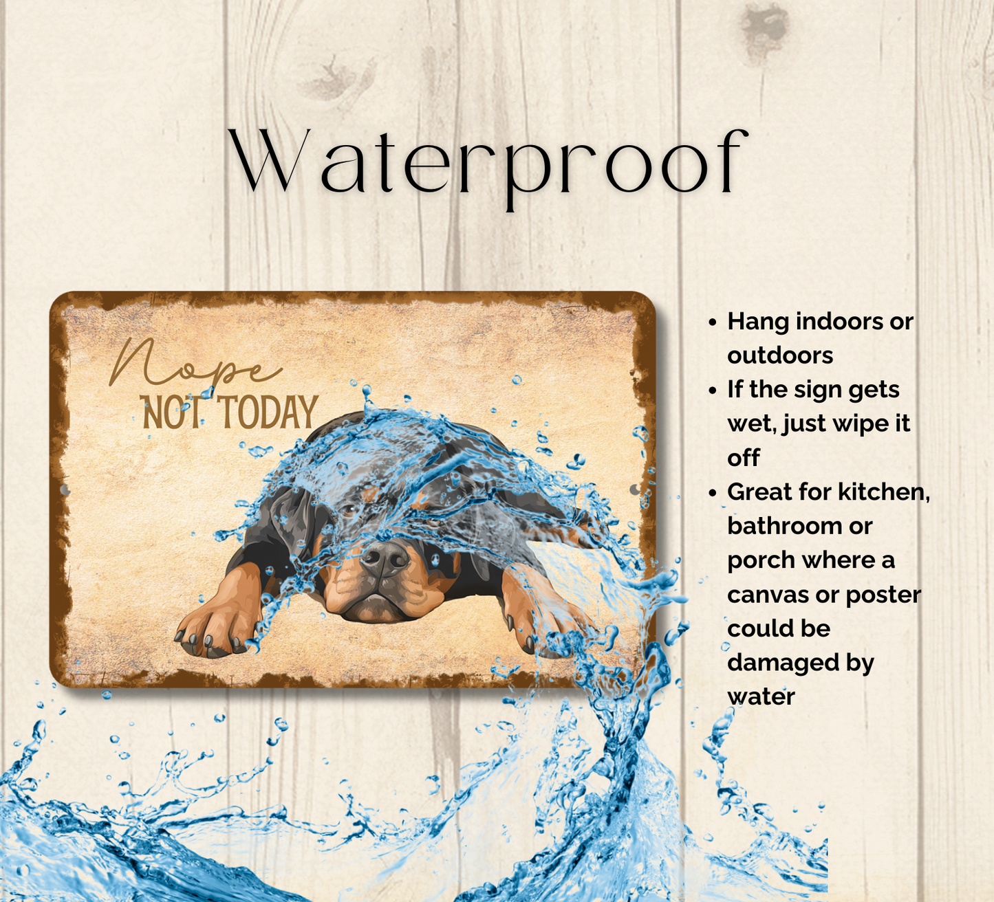 Rottweiler Sign Nope Not Today Funny Lazy Dog metal tin indoor outdoor