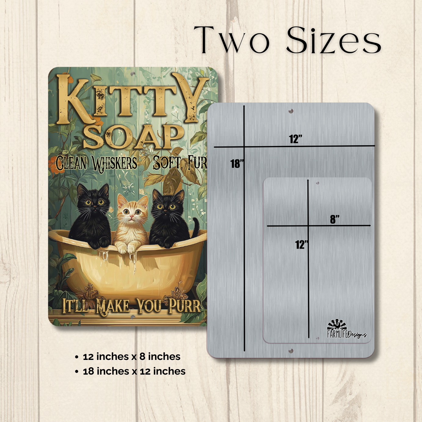 Cat Bathroom Sign Kitty Soap bath metal tin 2 sizes