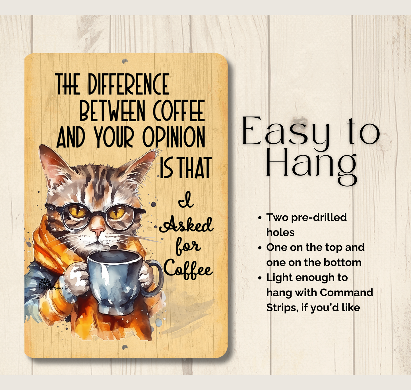 Cat SIgn, The Difference Between Your Opinion and Coffee metal tin