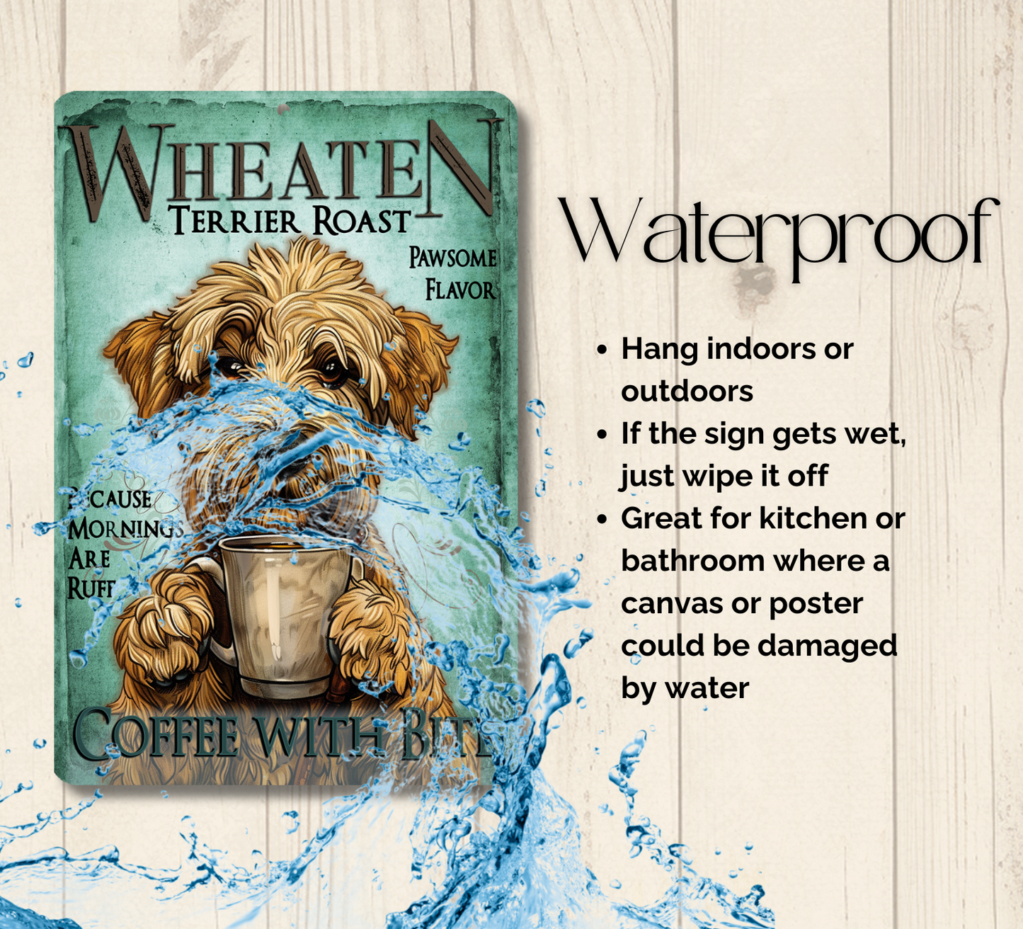 Wheaten Terrier Coffee Bar Sign Dog Metal Tin