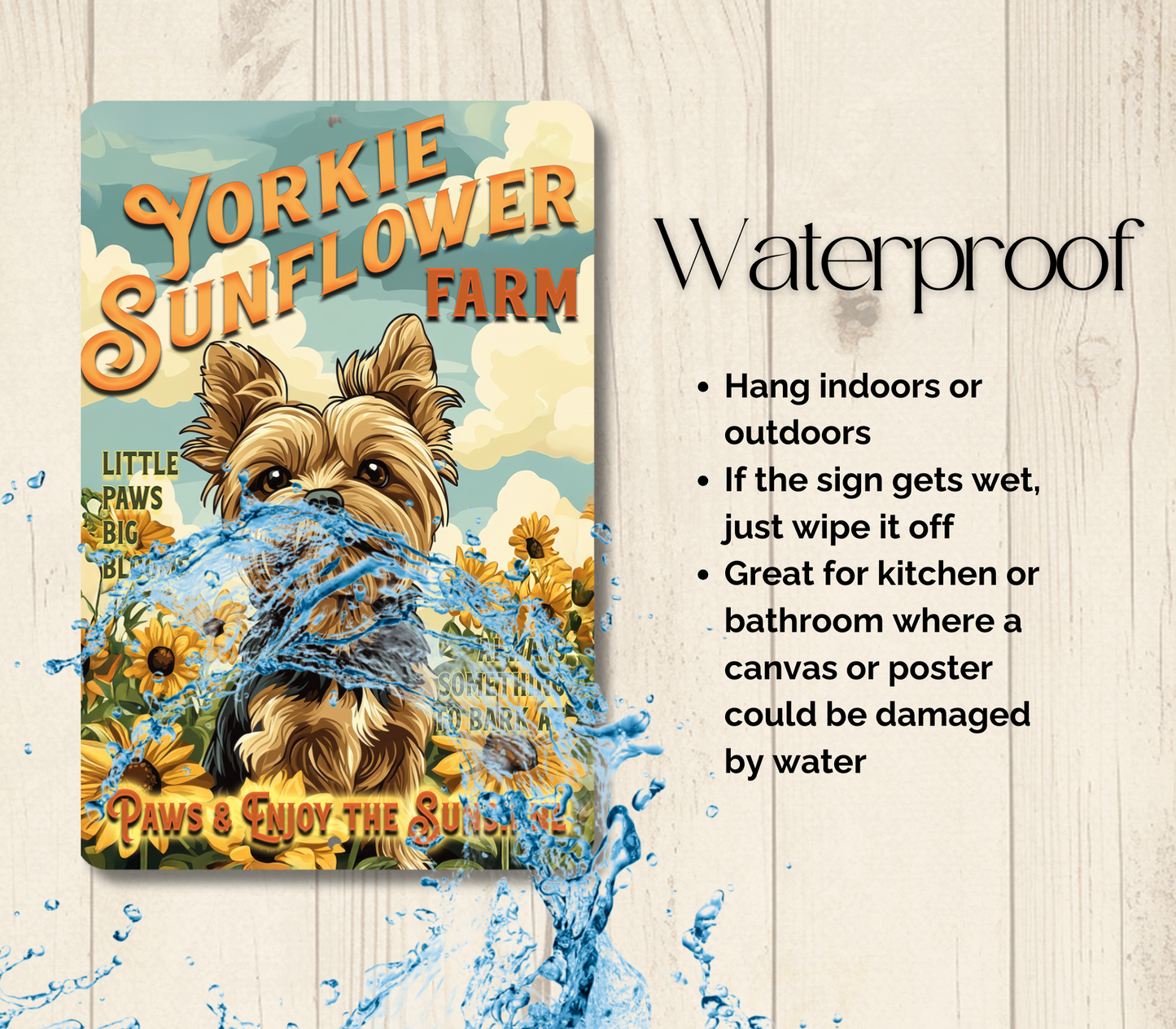 Yorkshire Terrier Sunflower Farm Sign Yorkie Dog Metal Tin