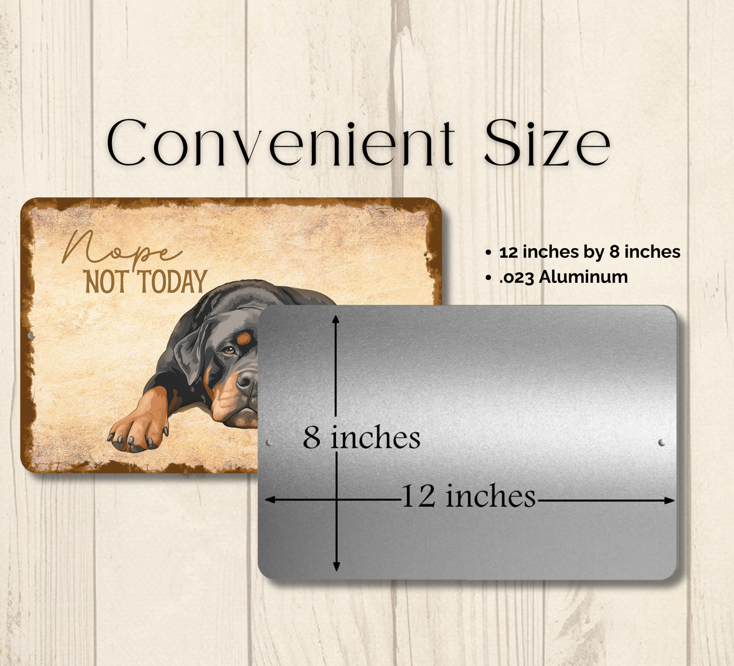 Rottweiler Sign Nope Not Today Funny Lazy Dog metal tin indoor outdoor