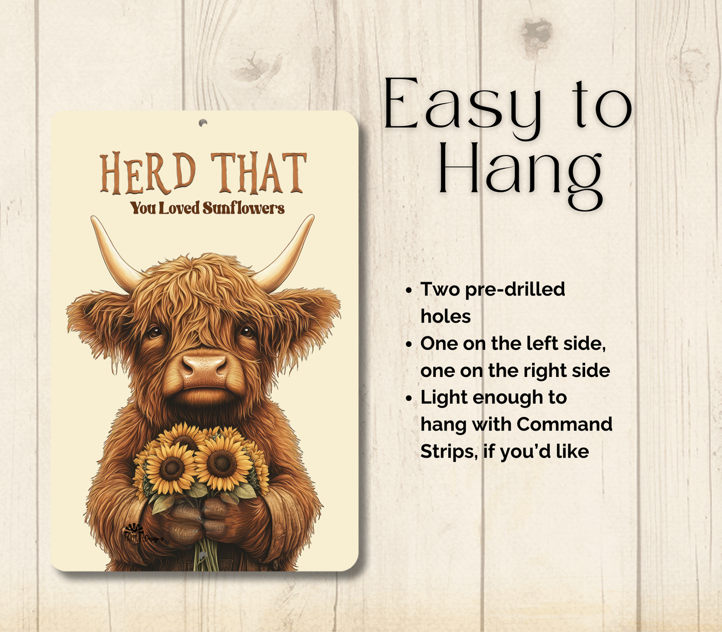 Highland Cow Herd That You Loved Sunflowers Funny Fluffy Cow metal tin 2 sizes