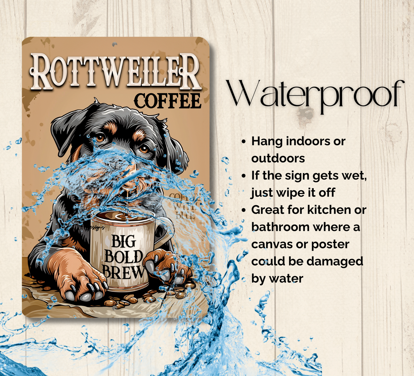 Rottweiler Coffee Bar Sign Dog Metal Tin