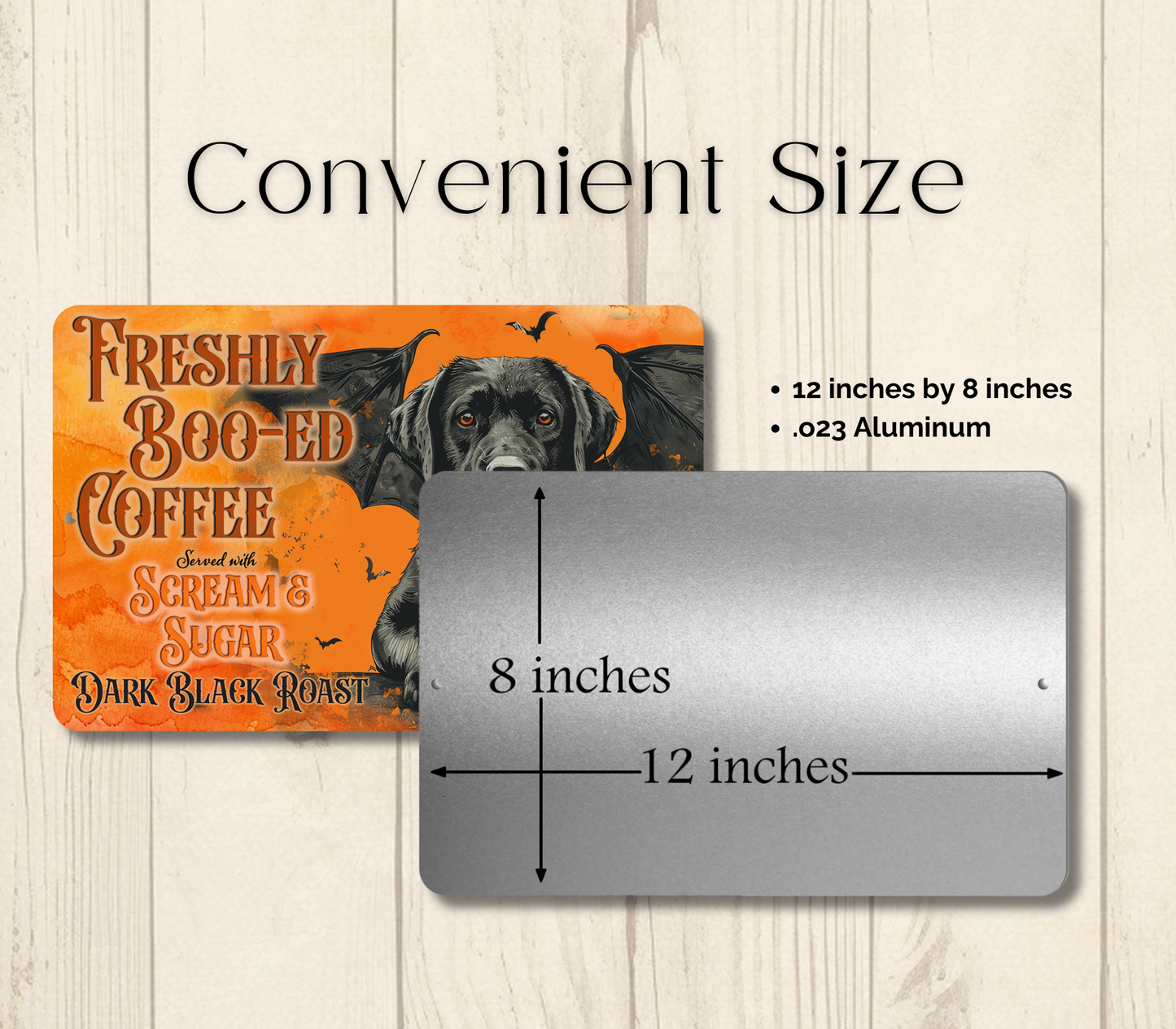 Black Lab Halloween Coffee Bar Funny Metal Tin Sign Fresh Boo-ed Coffee Labrador