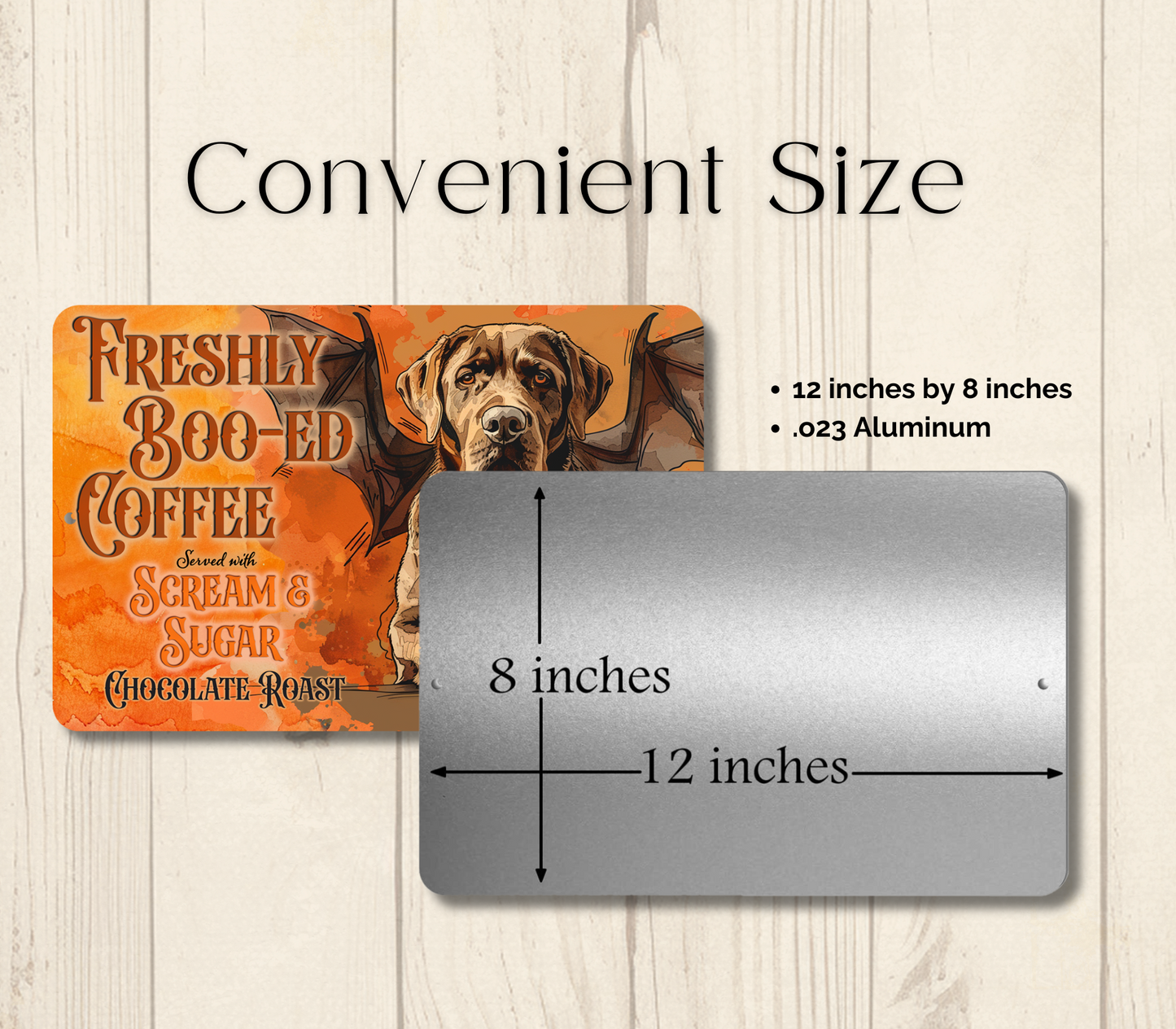Chocolate Lab Halloween Coffee Bar Funny Metal Tin Sign Fresh Boo-ed Coffee Labrador