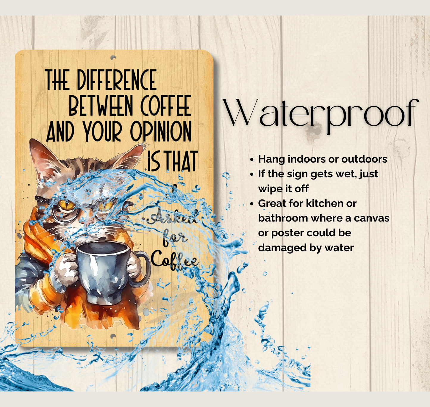 Cat SIgn, The Difference Between Your Opinion and Coffee metal tin