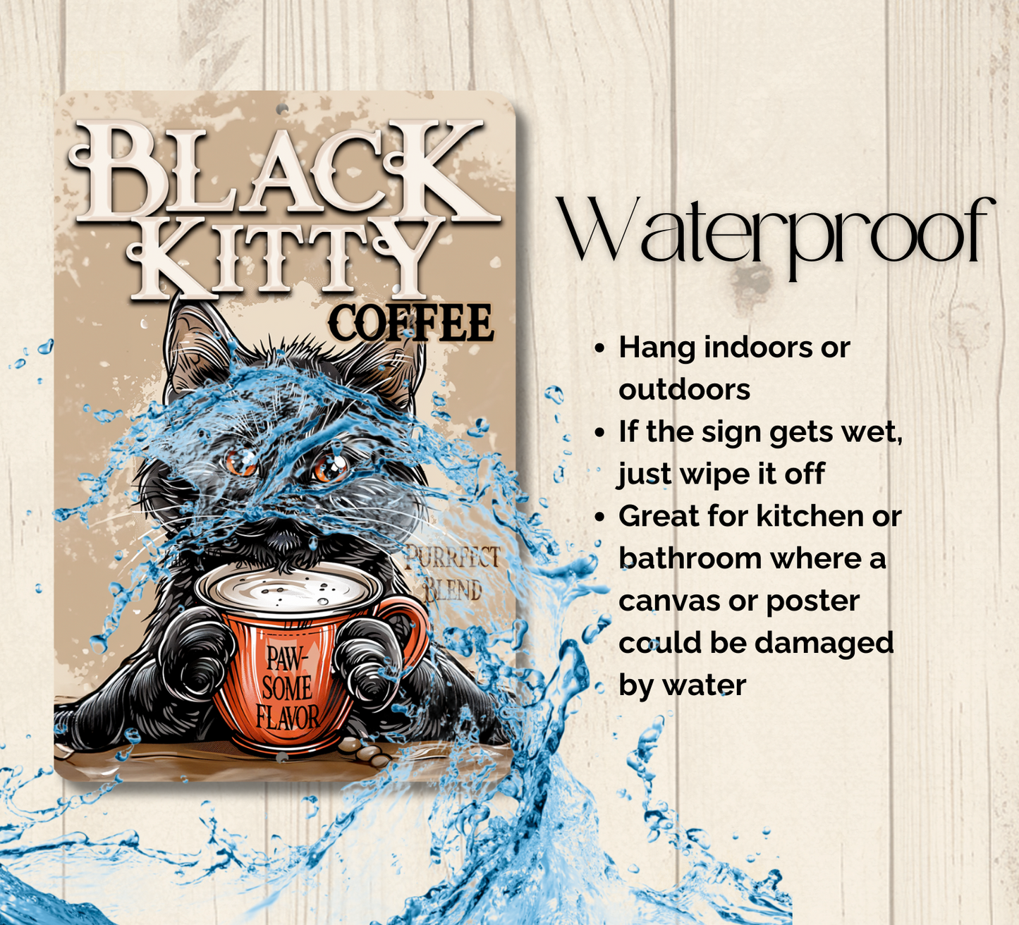 Cat Sign, Black Kitty Coffee metal tin