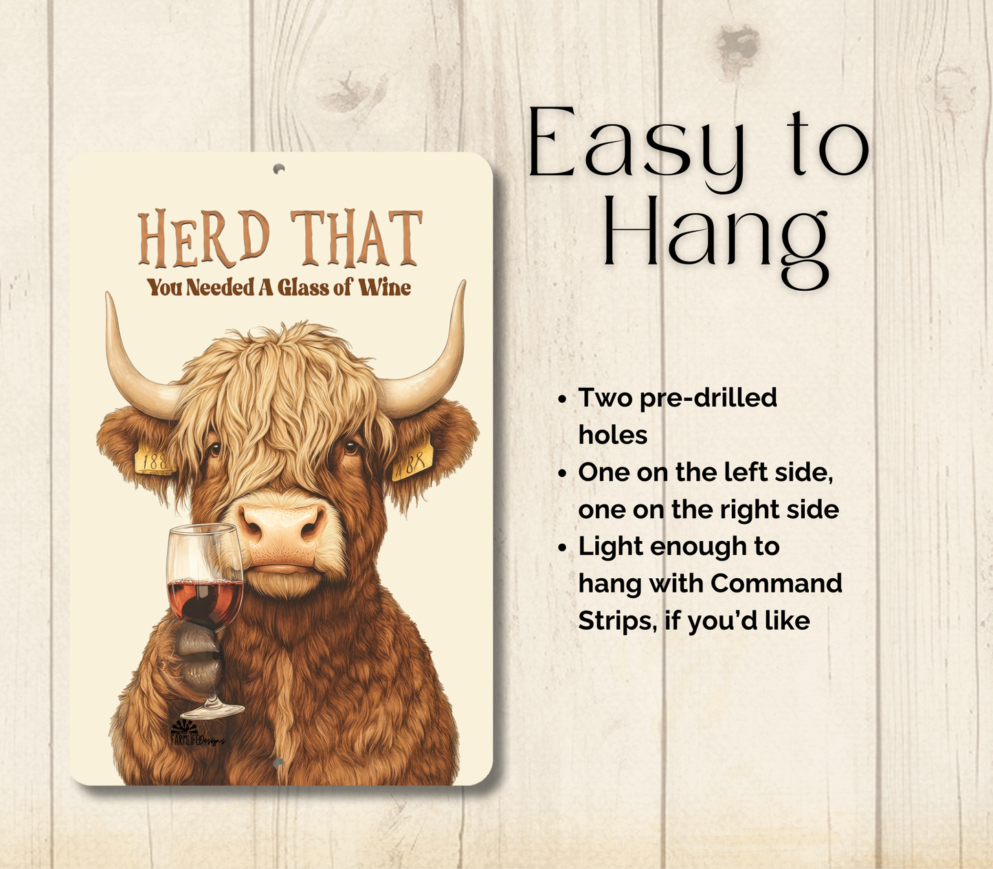 Highland Cow Herd That You Needed a Glass of Wine Funny Fluffy Cow metal tin 2 sizes